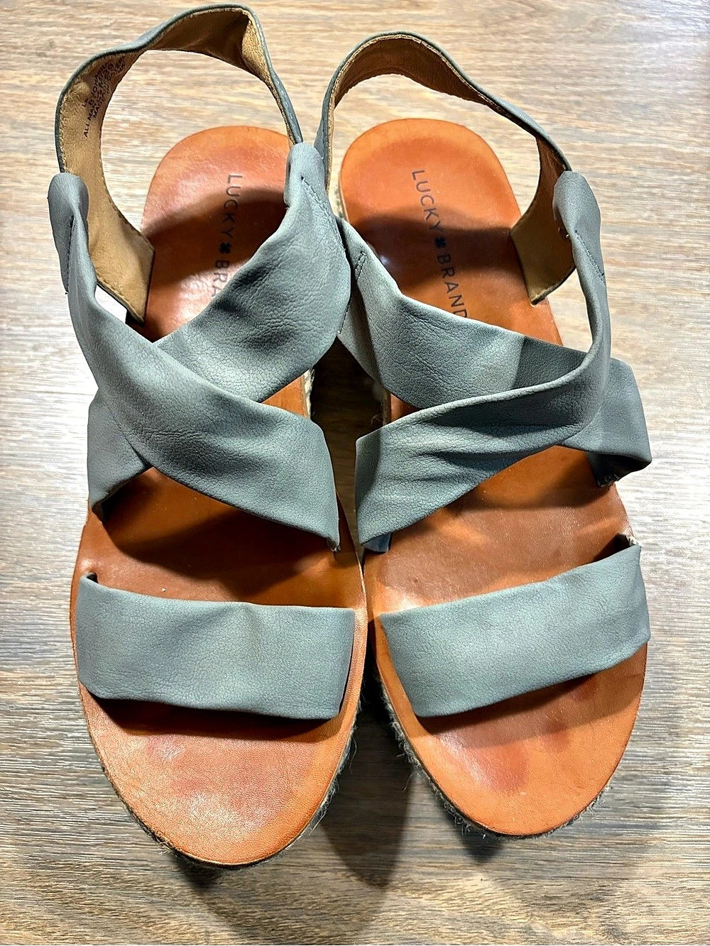 Lucky Brand Johanna Wedge Sandals in Green US 8.5